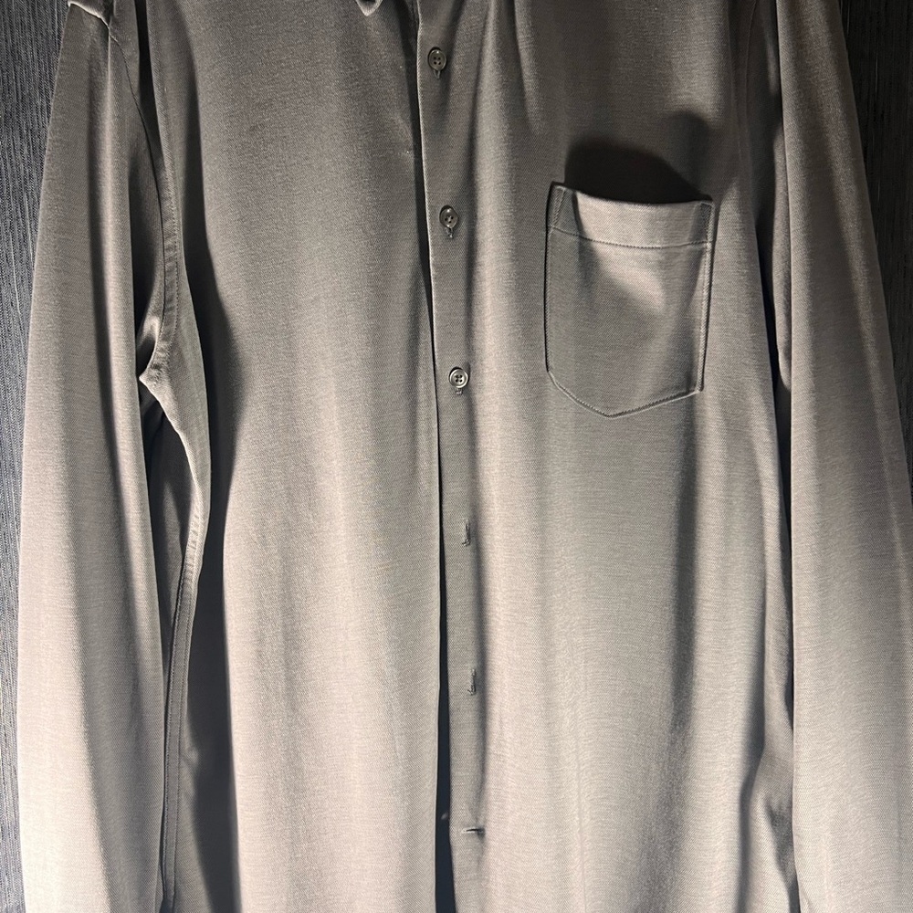 Nordstrom Men's Charcoal Button Down stretch comfy fit Shirt Size large - Picture 3 of 6